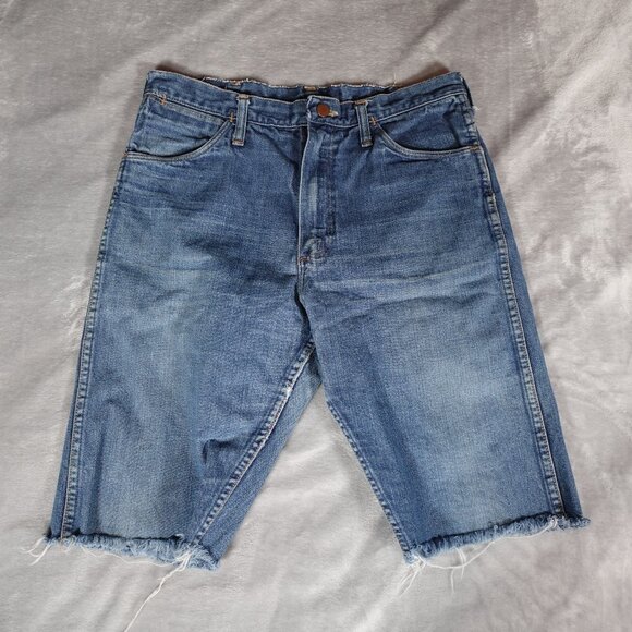 Vintage Wrangler Denim Cut Off Shorts Mens 34 (Fits 32x11) Western USA Made 60s - Picture 5 of 12